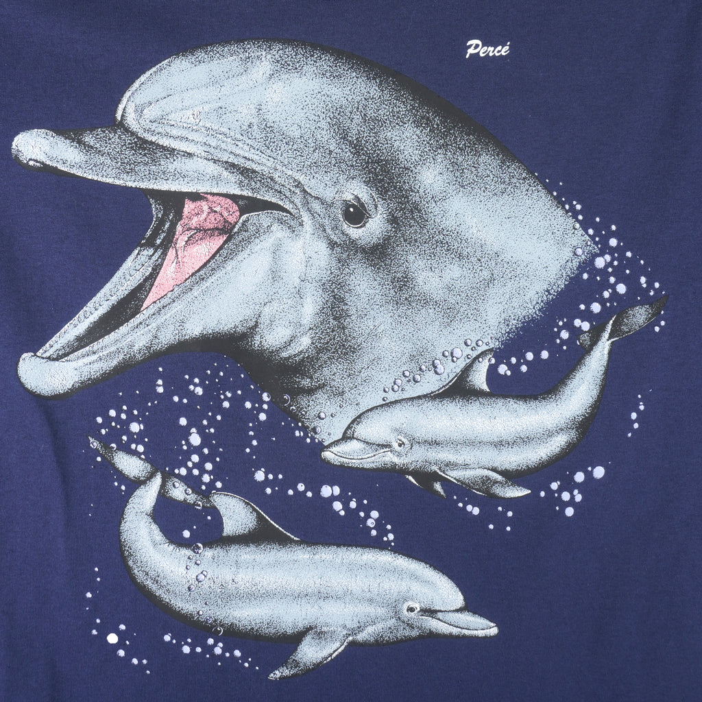 Vintage (Sportsman) - Perce Dolphin Animal Printed T-Shirt 1990s Medium Vintage Retro