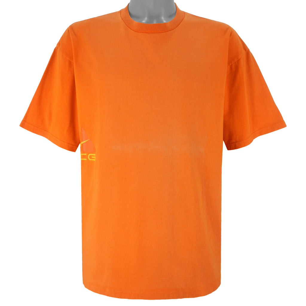 Nike - Orange Big Logo T-Shirt 1990s Large Vintage Retro