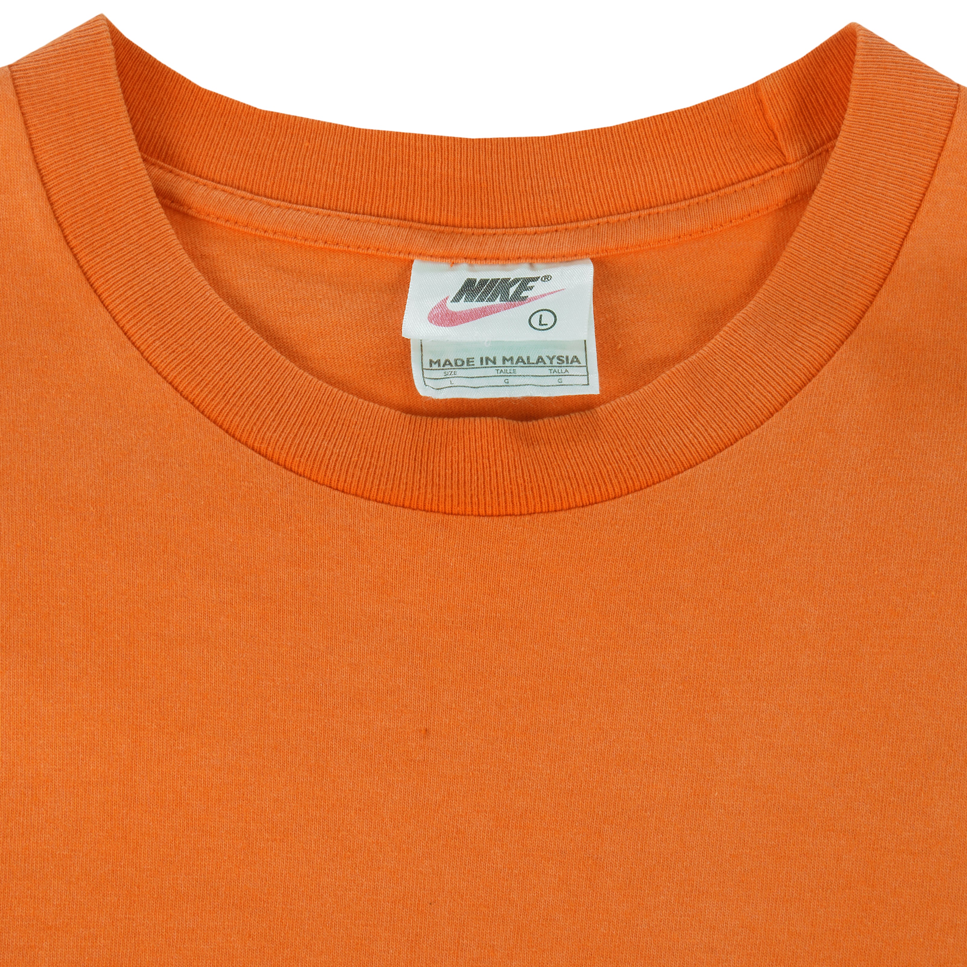 Nike - Orange Big Logo T-Shirt 1990s Large Vintage Retro