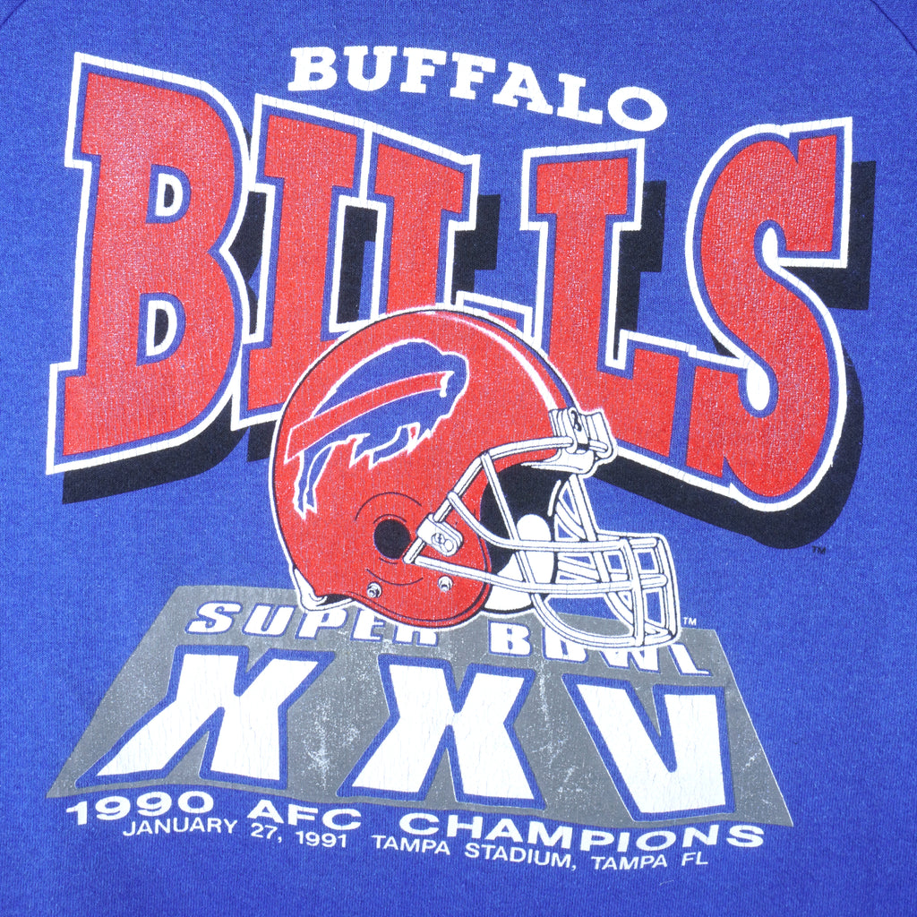NFL (Fruit Of The Loom) - Buffalo Bills Crew Neck Sweatshirt 1990 X-Large Vintage Retro Football