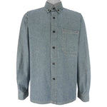 FUBU - Grey Denim-Like Button Up Long Sleeve Shirt 1990s Medium