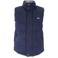 Lacoste - Navy Blue Puffer Button & Zip-Up Vest 1990s Medium Vintage Retro