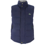 Lacoste - Navy Blue Puffer Button & Zip-Up Vest 1990s Medium Vintage Retro