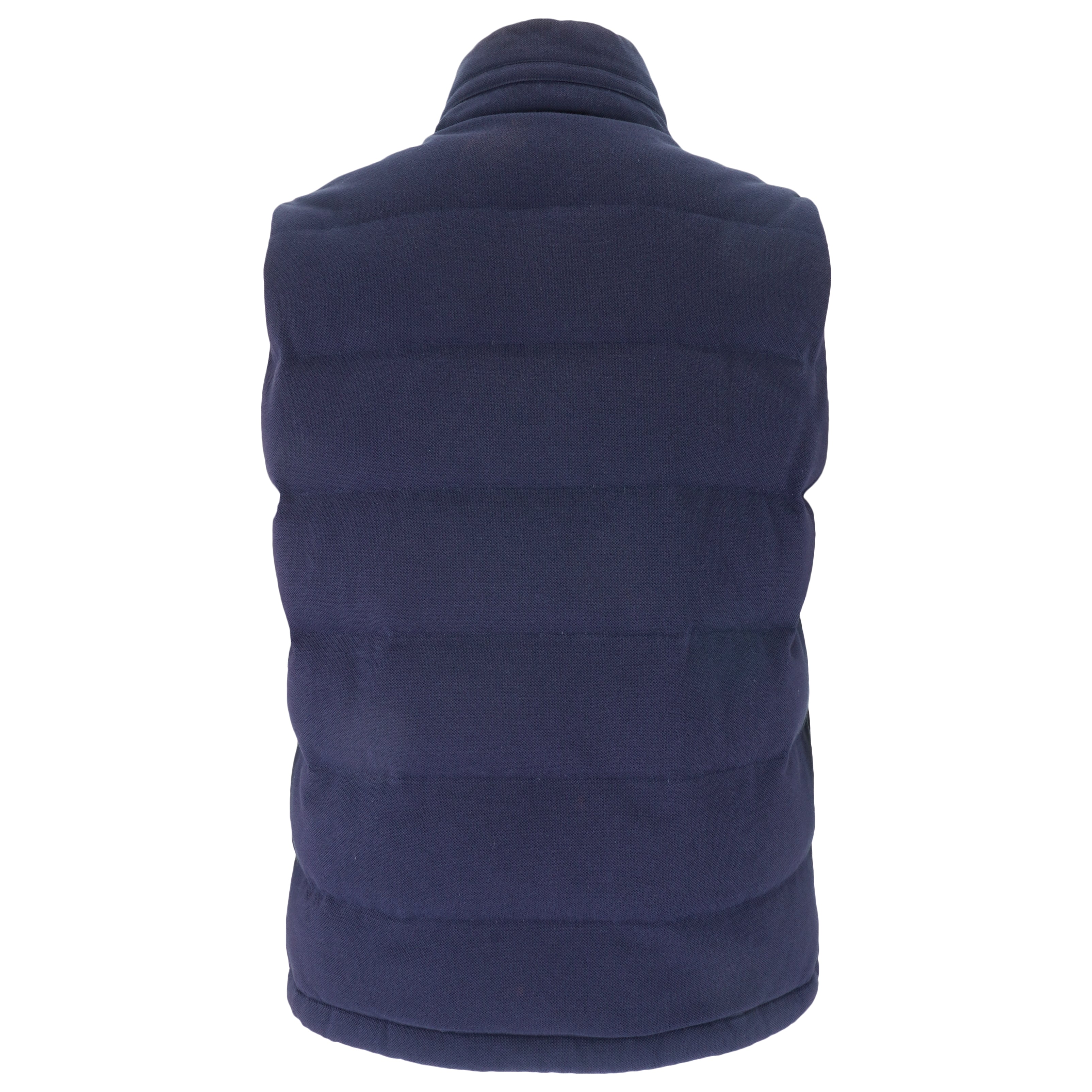 Lacoste - Navy Blue Puffer Button &Zip-Up Vest 1990s Medium Vintage Retro