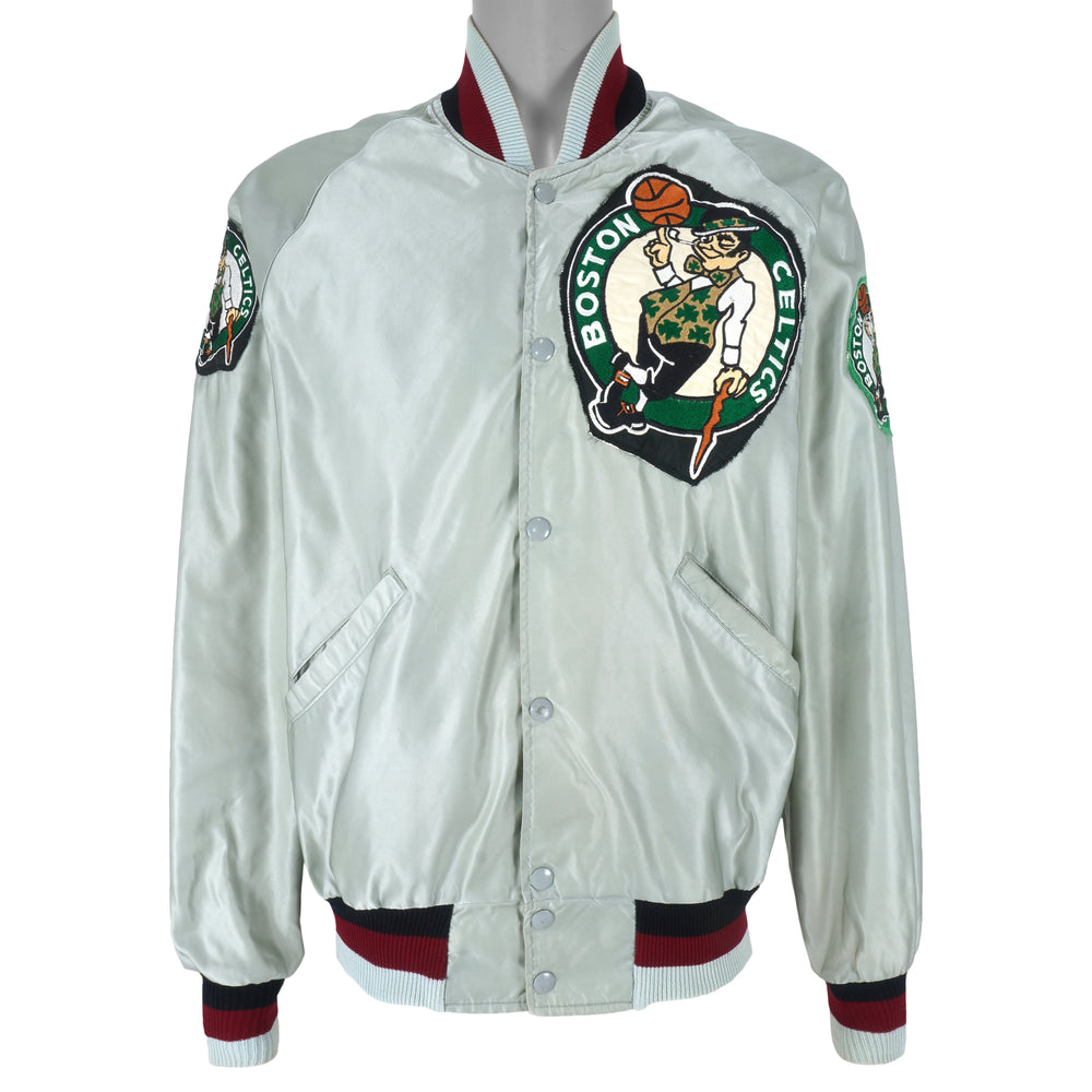 NBA (DeLong) - Boston Celtics Button-Up Satin Jacket 1990s X-Large Vintage Retro Basketball