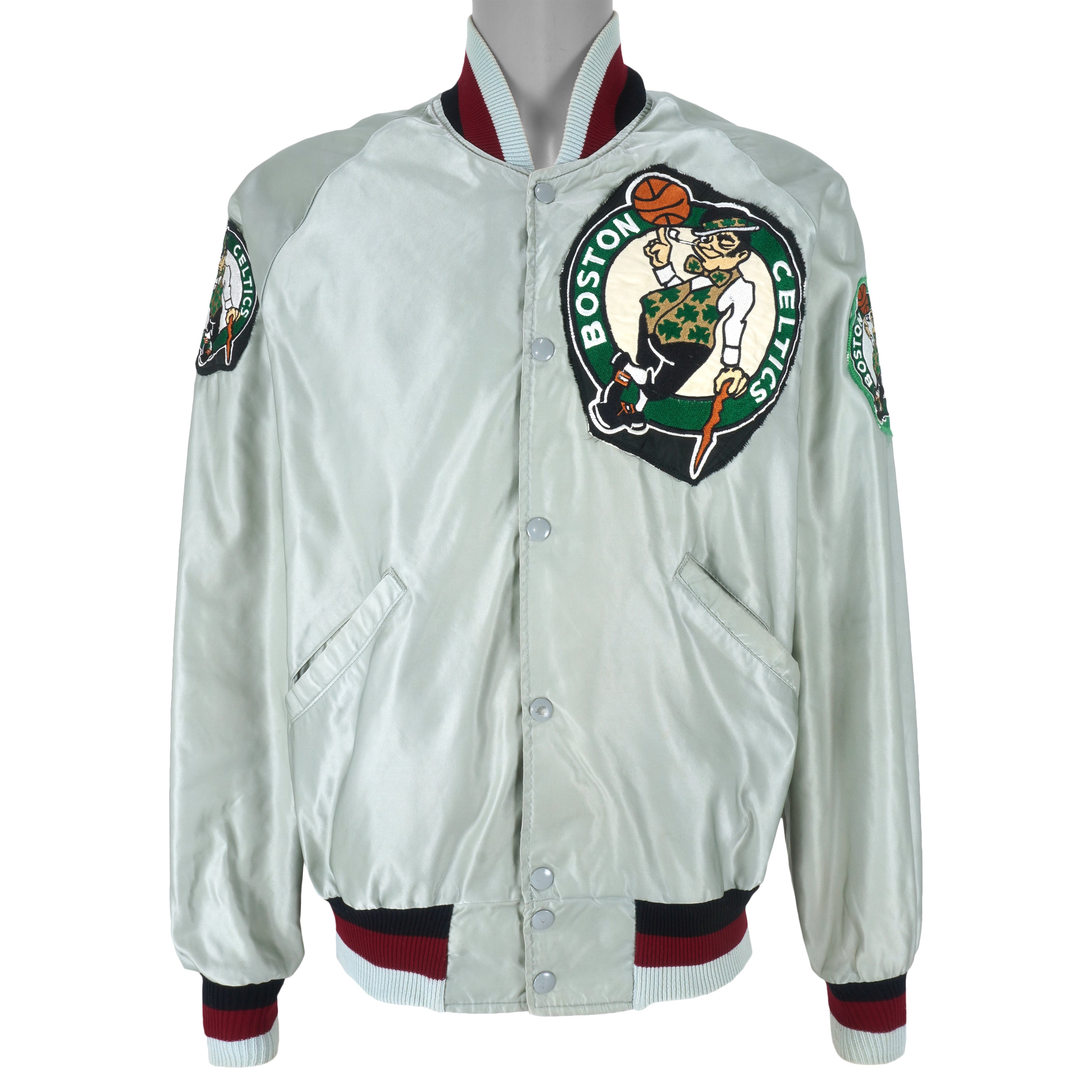 NBA (DeLong) - Boston Celtics Button-Up Satin Jacket 1990s X-Large Vintage Retro Basketball