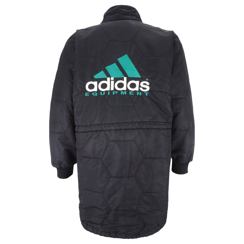 Adidas - Black Zip-Up Embroidered Jacket 1990s Large Vintage Retro