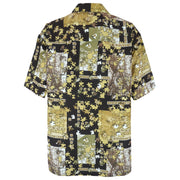 Black yellow and multicolor 1990s Rocawear puzzle-pattern button-up shirt