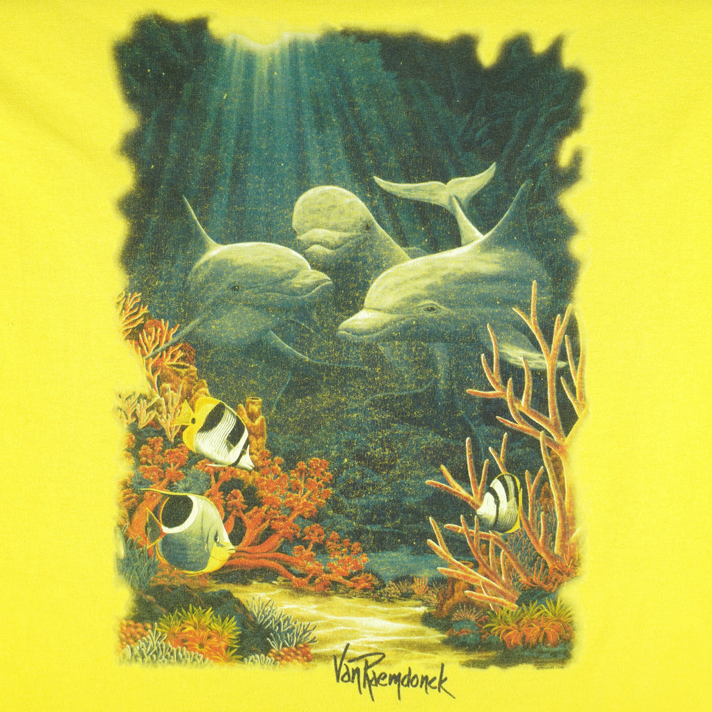 Vintage (AAA) - Dolphin Animal Printed T-Shirt 1990s X-Large Vintage Retro