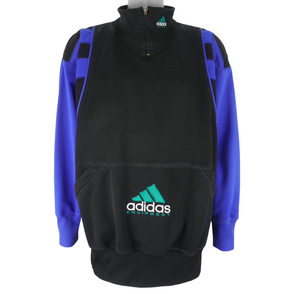 Adidas - Equipment 1/4 Zip Embroidered Sweatshirt 1990s XX-Large Vintage Retro