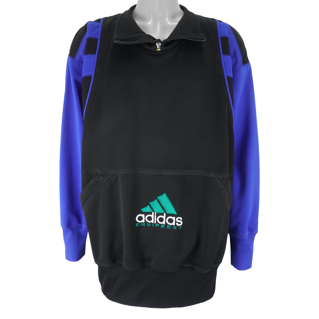 Adidas - Equipment 1/4 Zip Embroidered Sweatshirt 1990s XX-Large Vintage Retro