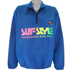 Surf Style - Blue 1/4 Zip Pullover Windbreaker 1990s X-Large Vintage Retro