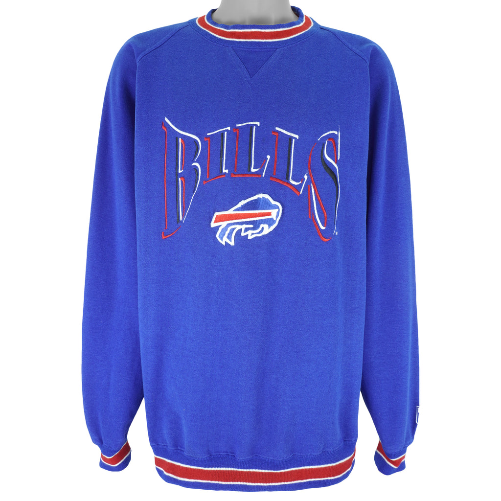 NFL (Logo 7) - Buffalo Bills Embroidered Crew Neck Sweatshirt 1990s X-Large Vintage Retro Football