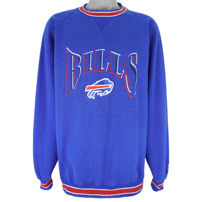 NFL (Logo 7) - Buffalo Bills Embroidered Crew Neck Sweatshirt 1990s X-Large