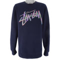 Stussy - Blue Big Logo Crew Neck Sweatshirt 1990s X-Large Vintage Retro