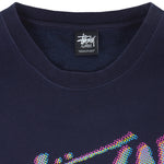 Stussy - Blue Big Logo Crew Neck Sweatshirt 1990s X-Large Vintage Retro