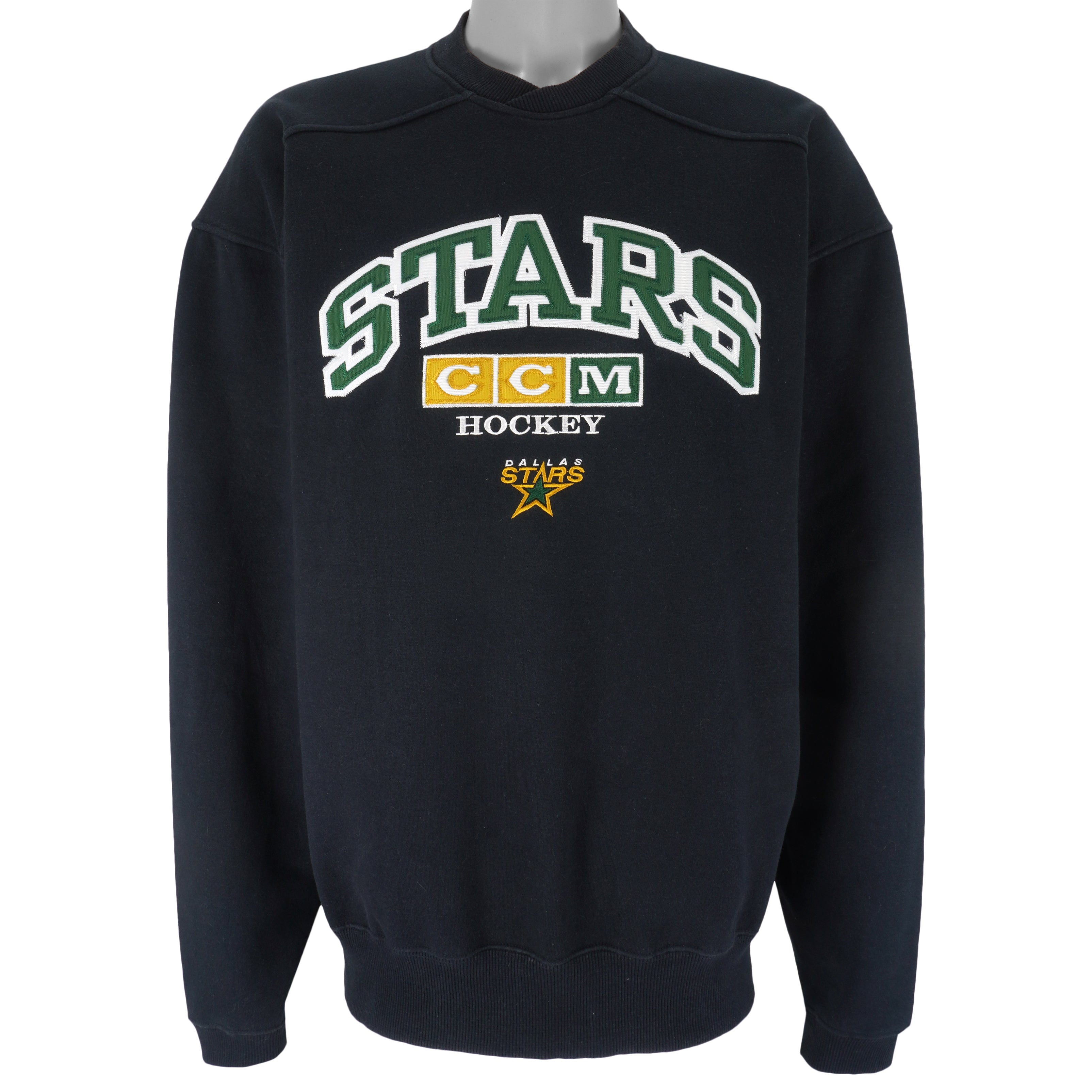 NHL (CCM) - Dallas Stars Embroidered Sweatshirt 1990s X-Large Vintage Retro Hockey