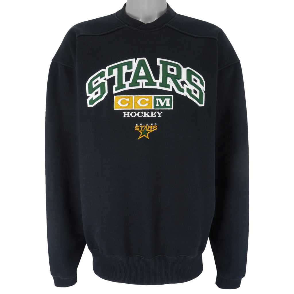 NHL (CCM) - Dallas Stars Embroidered Sweatshirt 1990s X-Large Vintage Retro Hockey