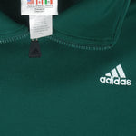 Adidas - Green with Black 1/4 Zip Embroidered Sweatshirt 1990s Large Vintage Retro