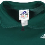 Adidas - Green with Black 1/4 Zip Embroidered Sweatshirt 1990s Large Vintage Retro