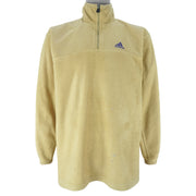 Adidas - 1/4 Zip Embroidered Fleece Sweatshirt 1990s Medium Vintage Retro