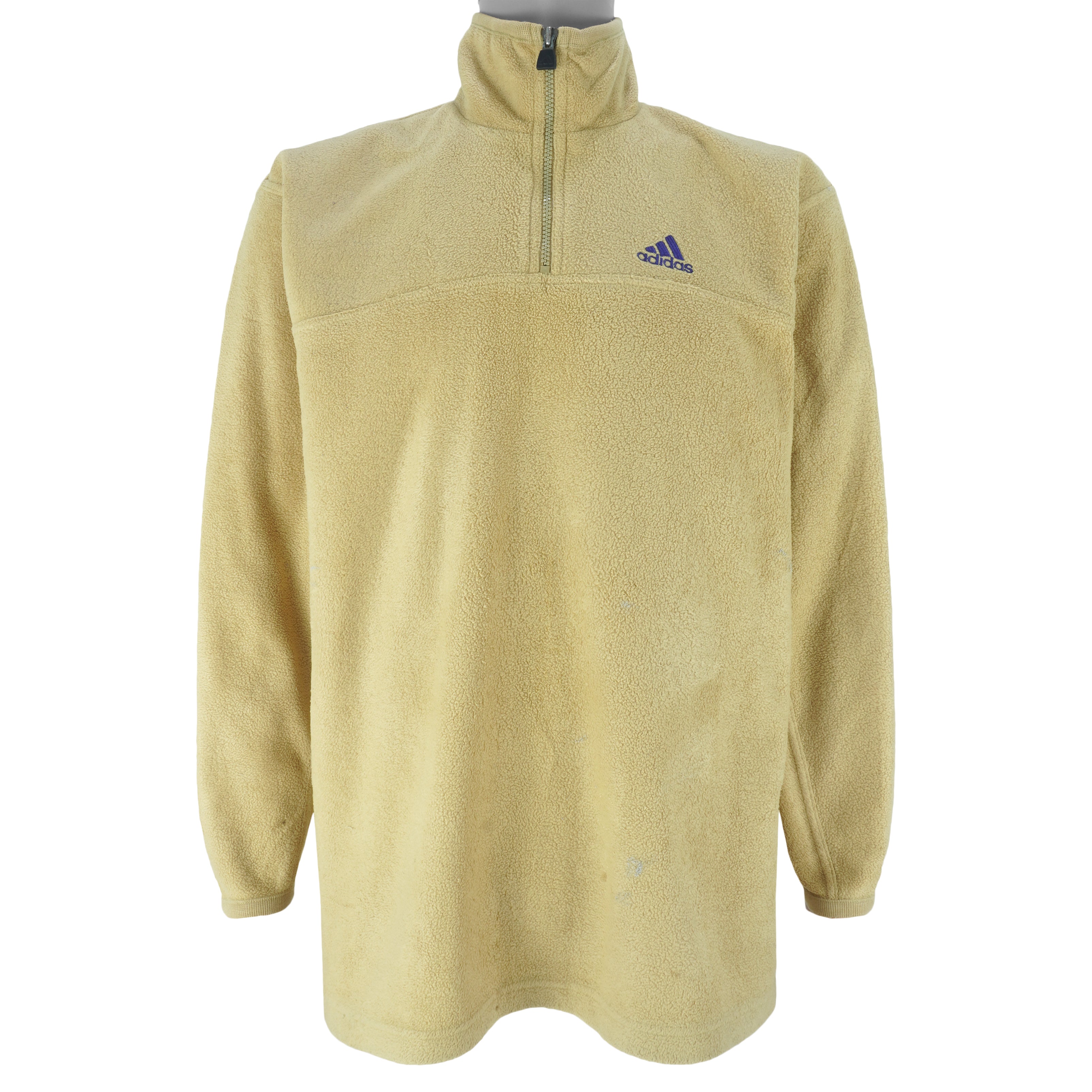 Adidas - 1/4 Zip Embroidered Fleece Sweatshirt 1990s Medium Vintage Retro