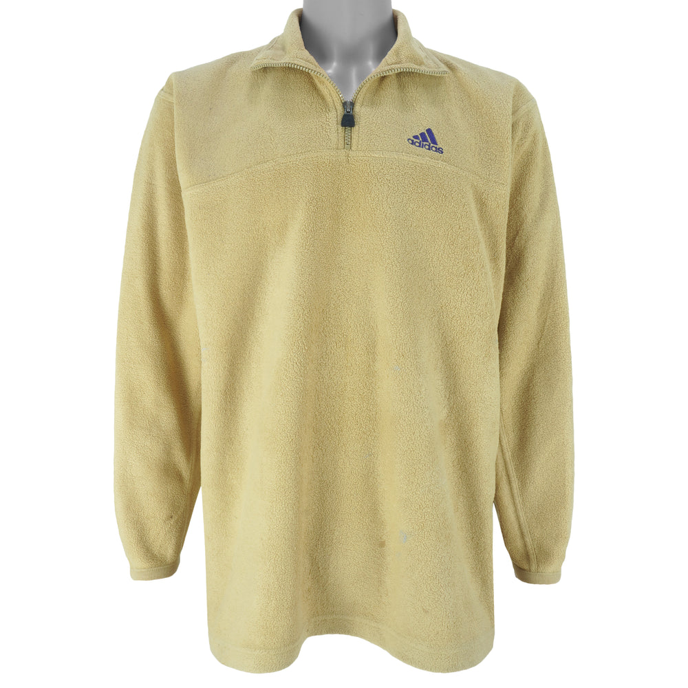 Adidas - 1/4 Zip Embroidered Fleece Sweatshirt 1990s Medium Vintage Retro