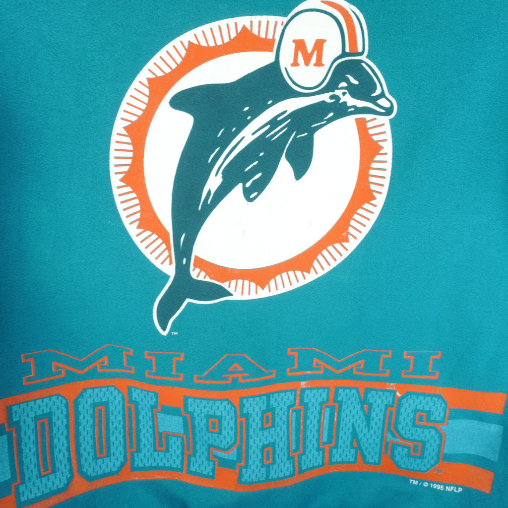 NFL - Miami Dolphins Big Logo Crew Neck Sweatshirt 1995 X-Large Vintage Retro Football
