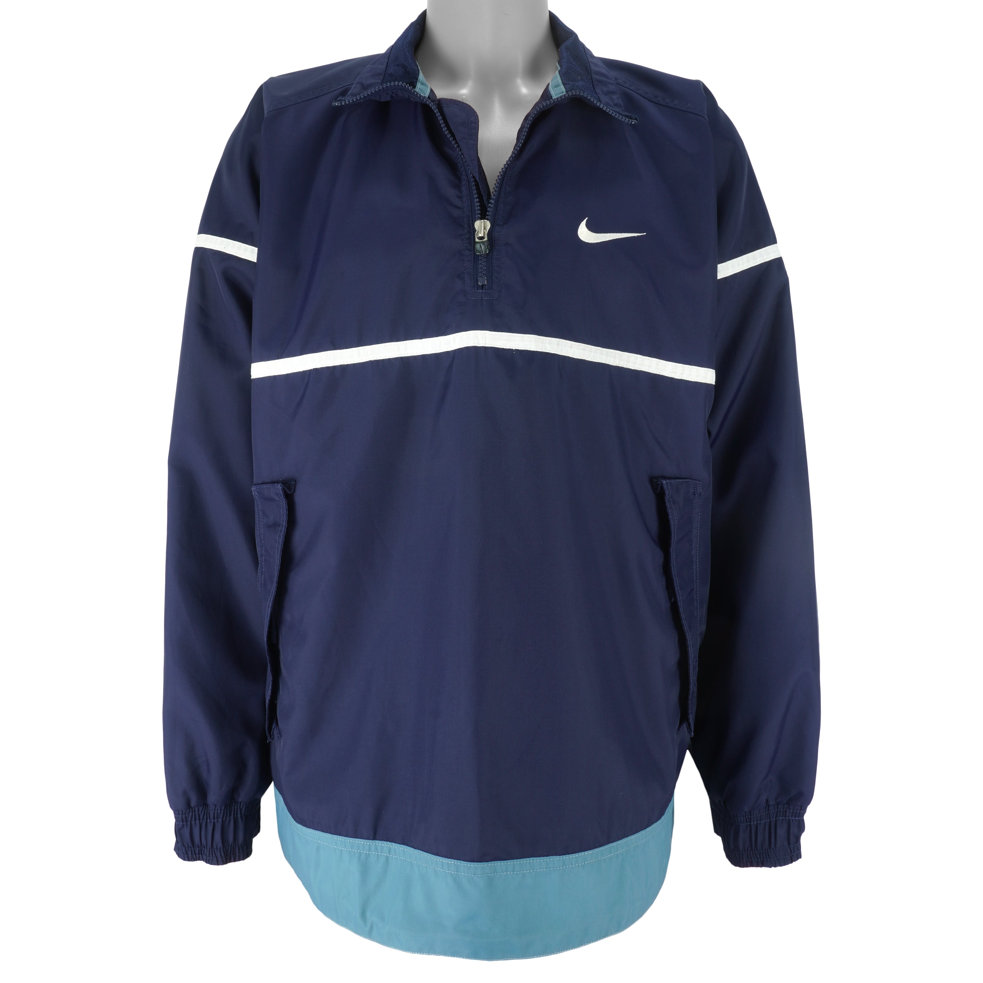 Nike - 1/4 Zip Embroidered Windbreaker 1990s Large Vintage Retro