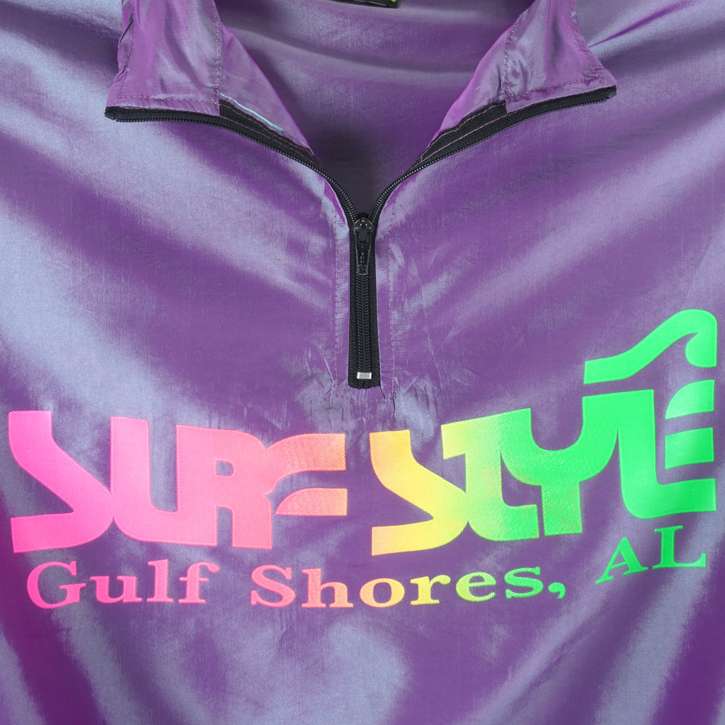 Surf Style - Gulf Shores 1/4 Zip Pullover Windbreaker 1990s X-Large Vintage Retro