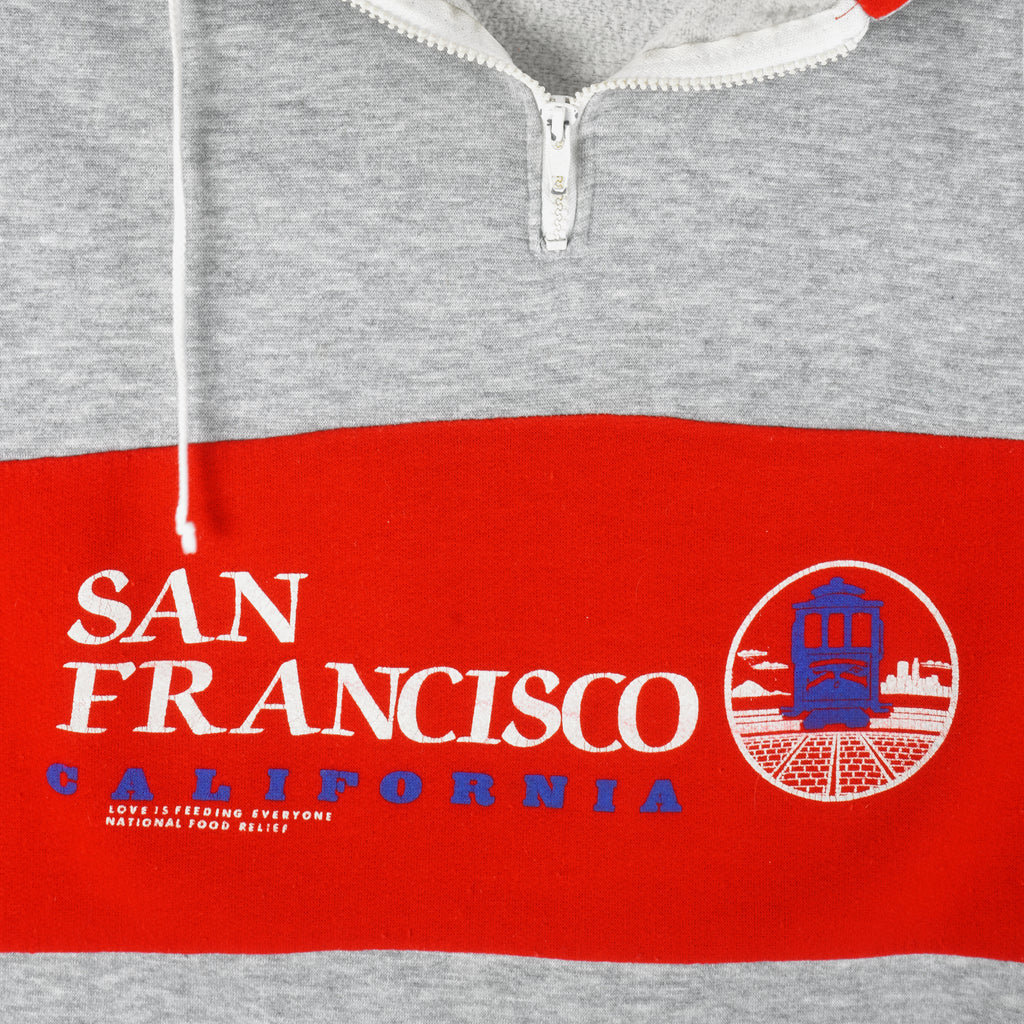 Vintage - Grey with Red San Francisco 1/4 Zip Sweatshirt 1990s X-Large Vintage Retro