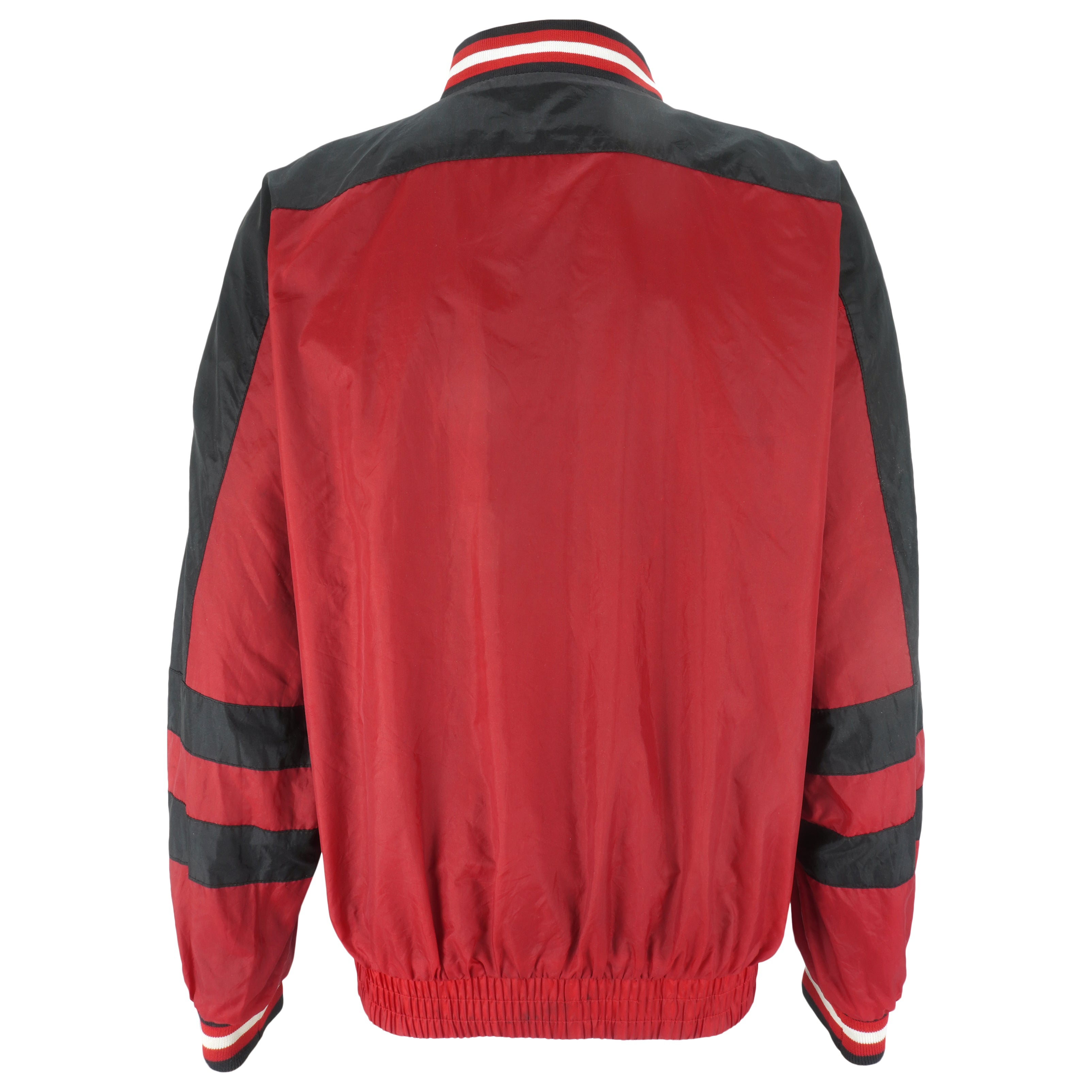 Vintage Starter Chicago Bulls Red Black & White Pinstripe Varsity Jacket  Size L