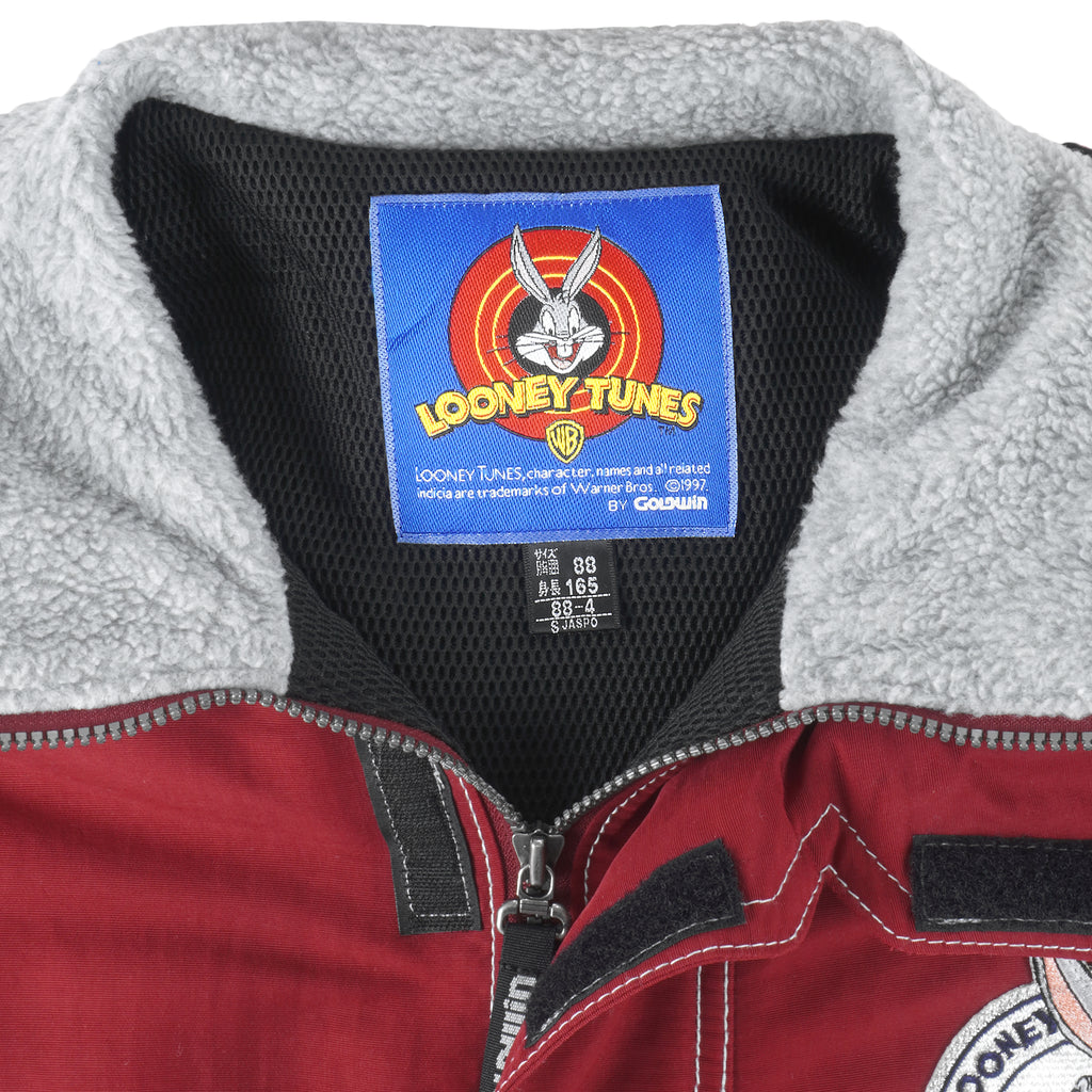 Looney Tunes (WB) - Red Bugs Bunny Zip-Up Hooded Jacket 1997 Large Vintage Retro