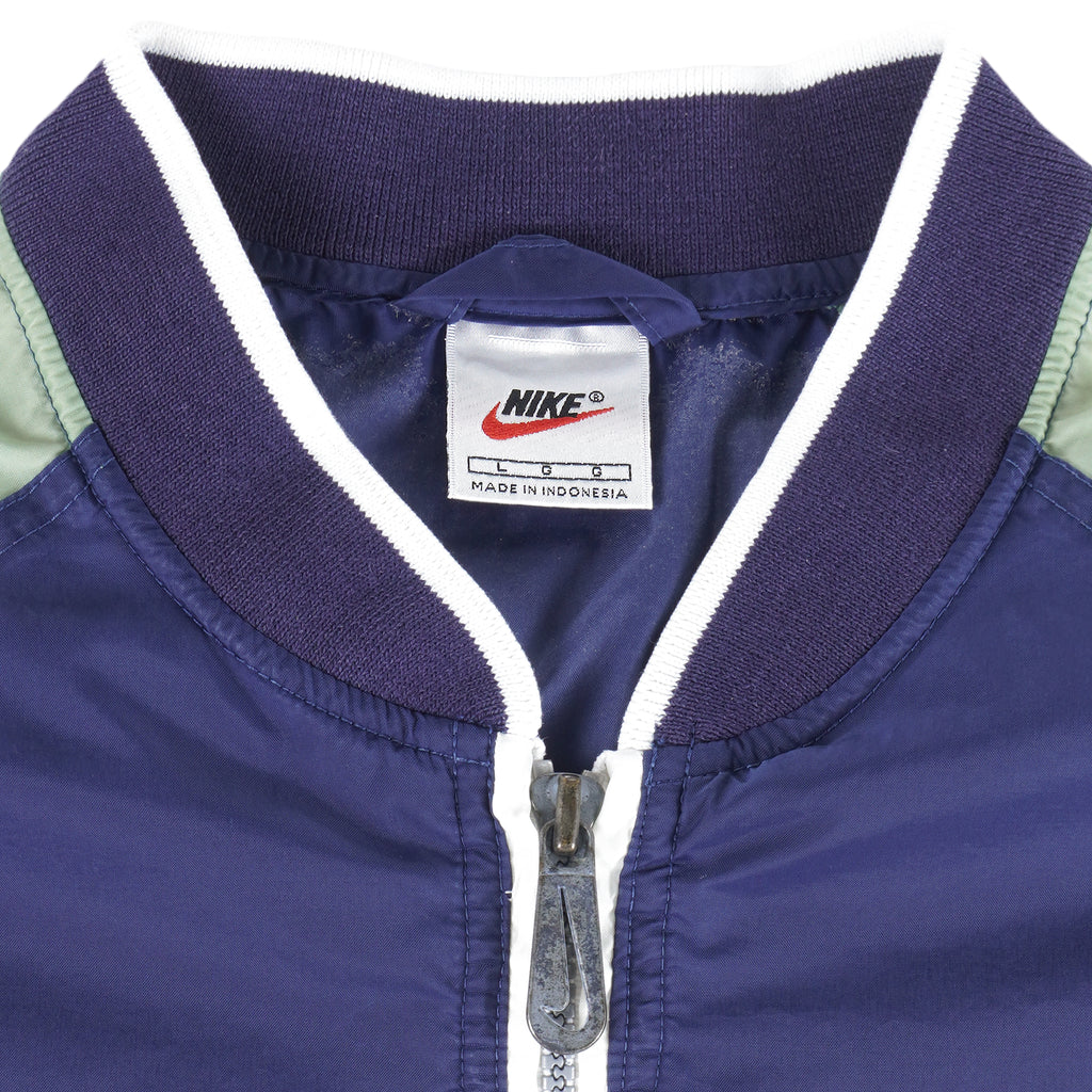 Nike - Blue with green 1/4 Zip Embroidered Windbreaker 1990s Large Vintage Retro