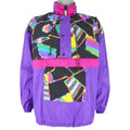 Adidas - Purple & Multicolor 1/2 Zip Windbreaker 1990s Large Vintage Retro