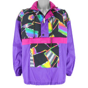 Adidas - Purple & Multicolor 1/2 Zip Windbreaker 1990s Large Vintage Retro