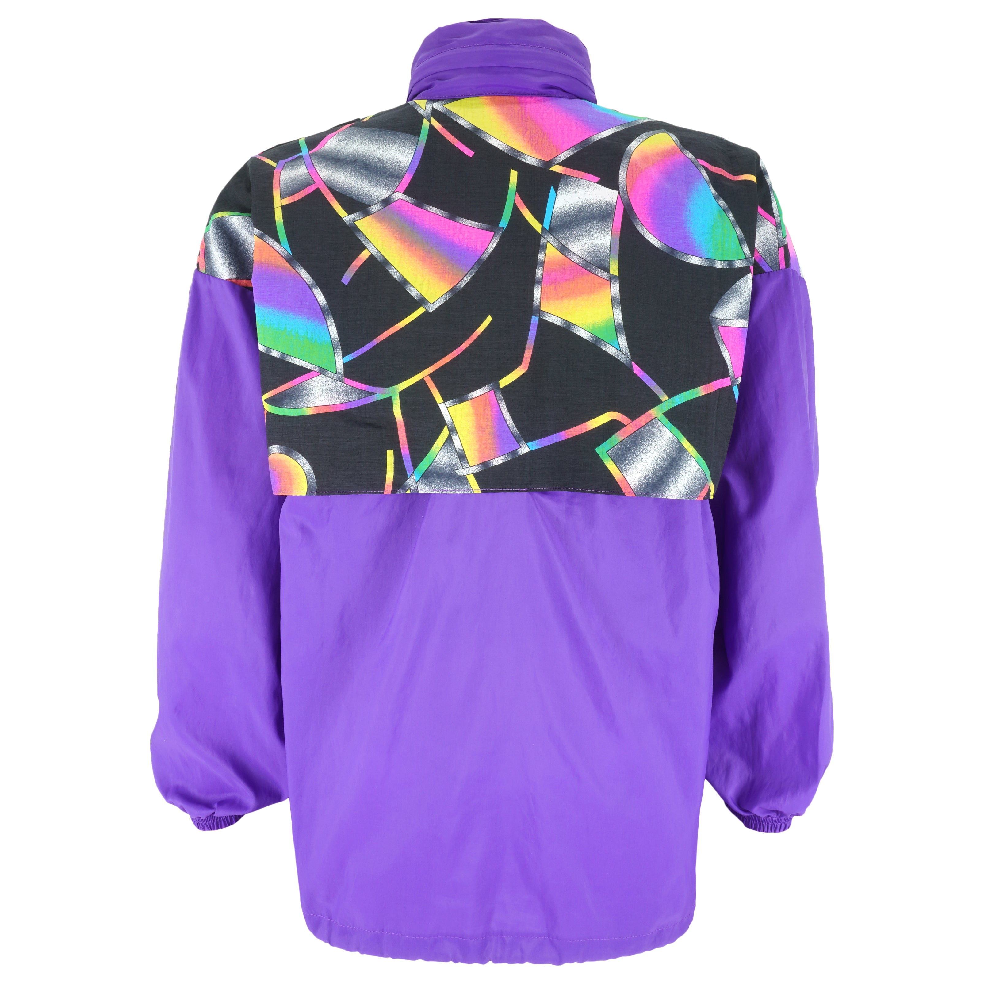 Adidas - Purple & Multicolor 1/2 Zip Windbreaker 1990s Large Vintage Retro