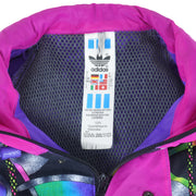 Adidas - Purple & Multicolor 1/2 Zip Windbreaker 1990s Large Vintage Retro