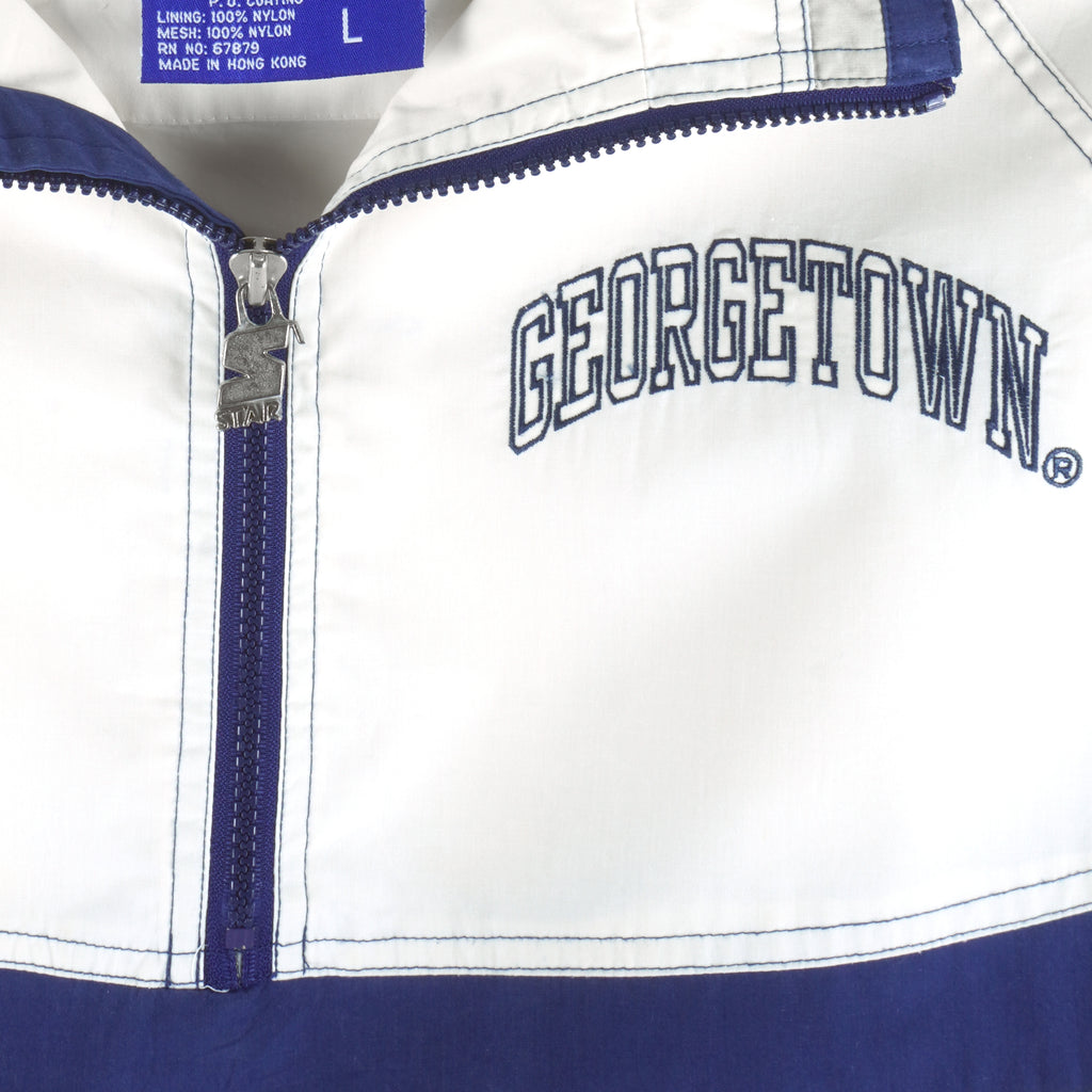 Starter - Georgetown Hoyas 1/4 Zip Windbreaker 1990s Large Vintage Retro College