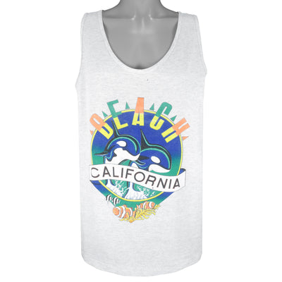 Vintage (Murina) - California Beach Animals Print Sleeveless Shirt 1990s Large