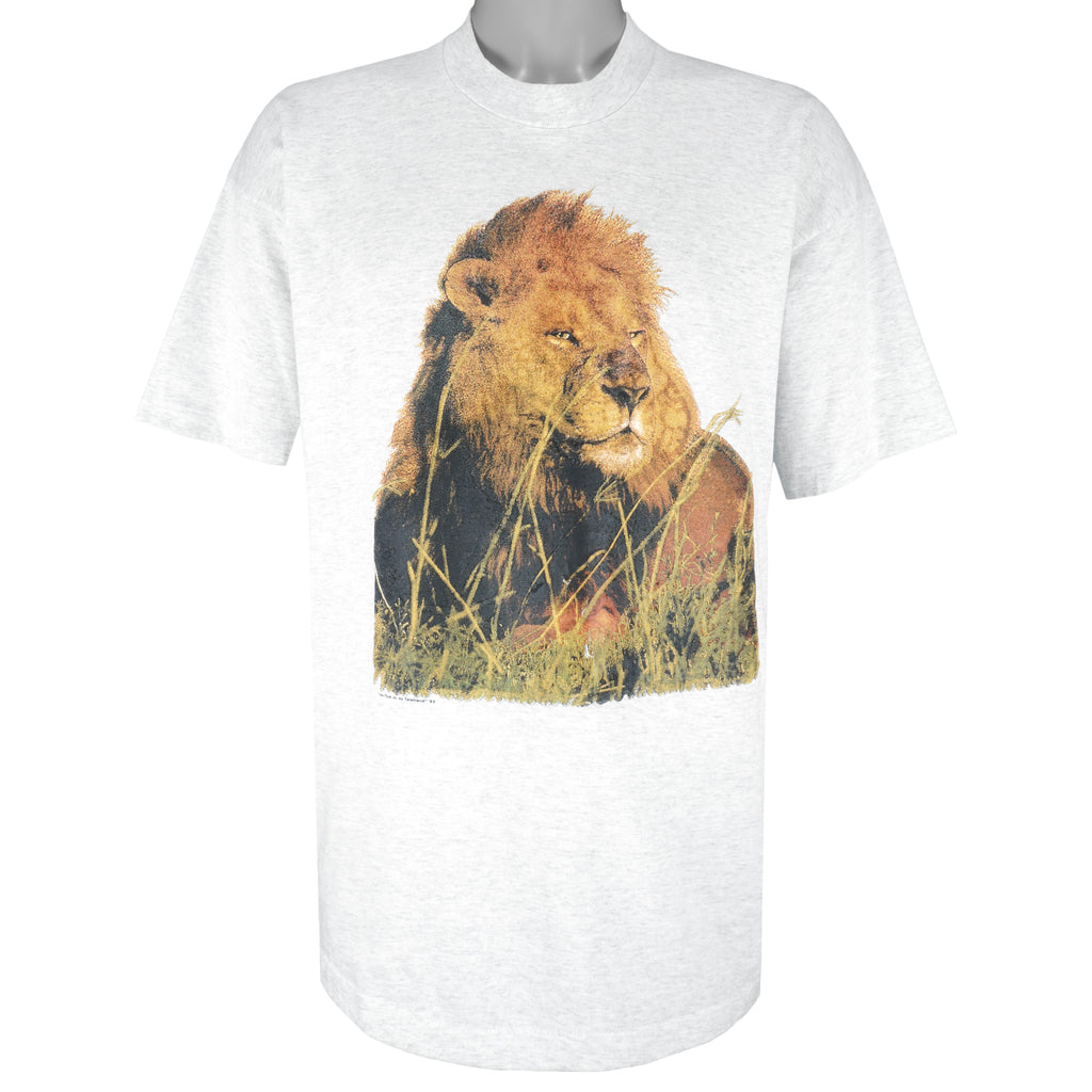Vintage (Best) - Lion Animal Printed T-Shirt 1993 XX-Large Vintage Retro