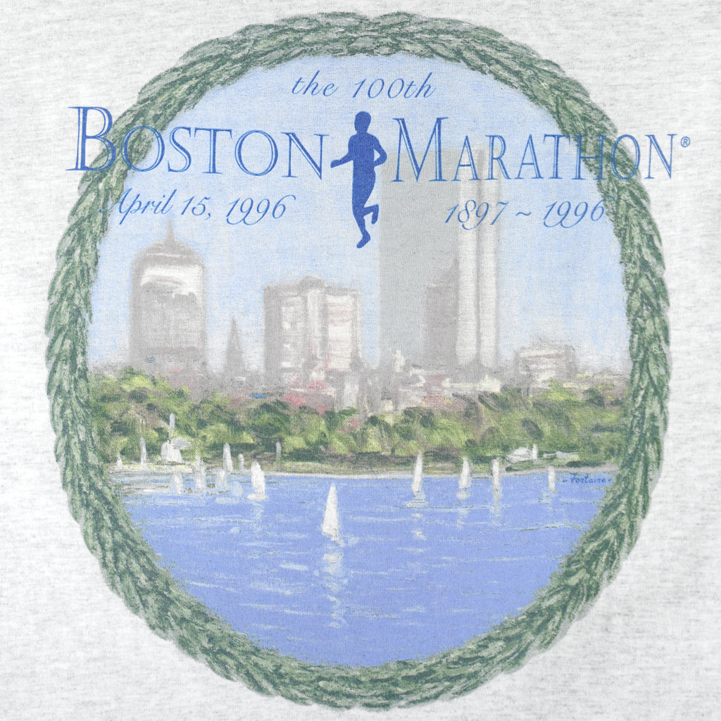 Vintage - Boston Maraton Single Stitch T-Shirt 1996 Large Vintage Retro