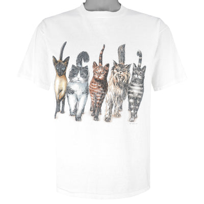 Vintage - Prints of Tails Cats T-Shirt 1990s Large