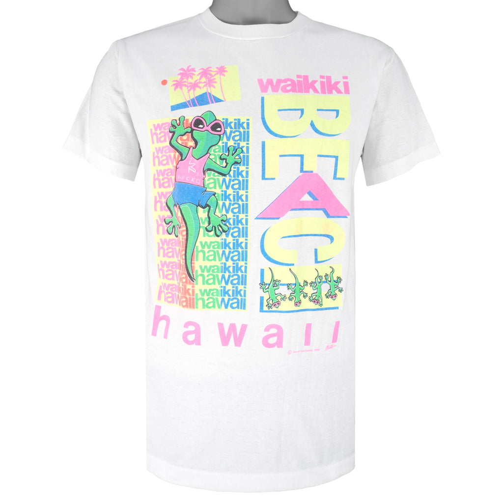 Vintage - Waikiki Beach Hawaii Single Stitch T-Shirt 1989 Large Vintage Retro