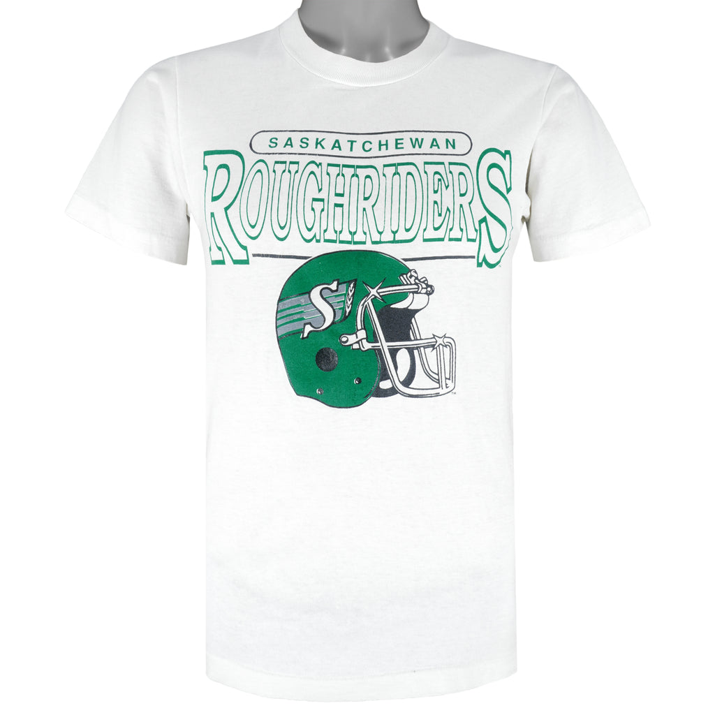 CFL (Ravens) - Saskatchewan Roughriders Single Stitch T-Shirt 1990s Small Vintage Retro Football