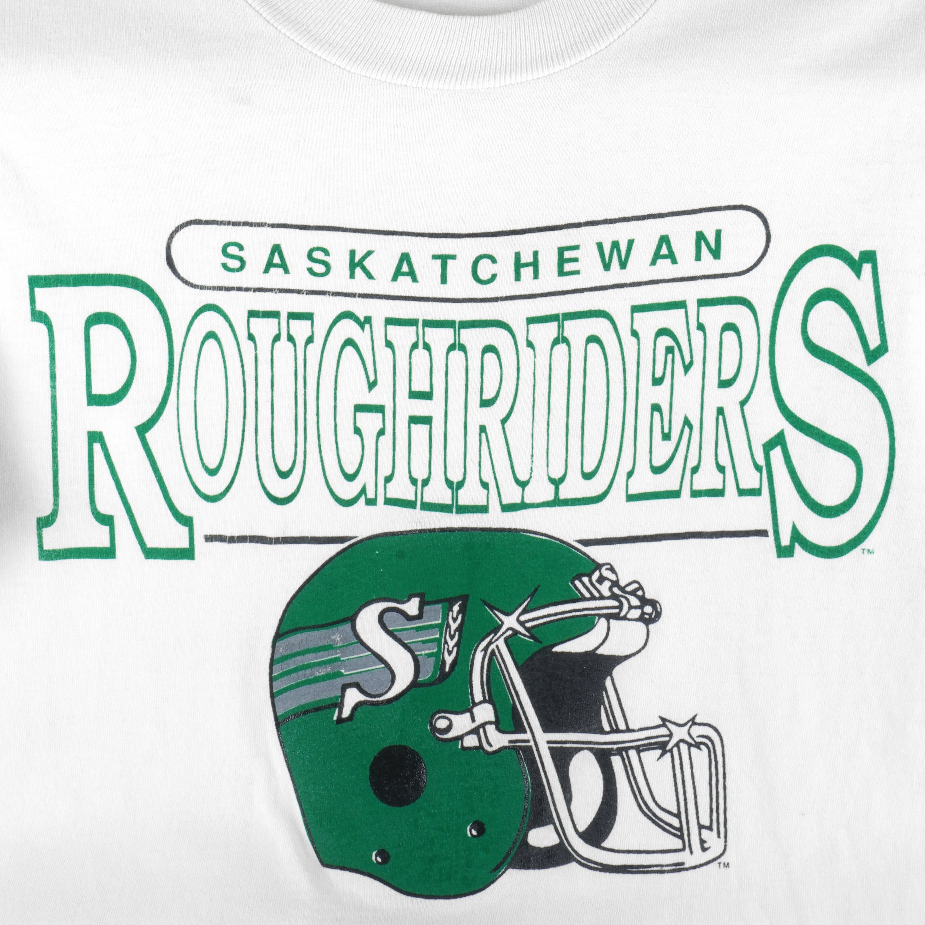 CFL (Ravens) - Saskatchewan Roughriders Single Stitch T-Shirt 1990s Small Vintage Retro Football