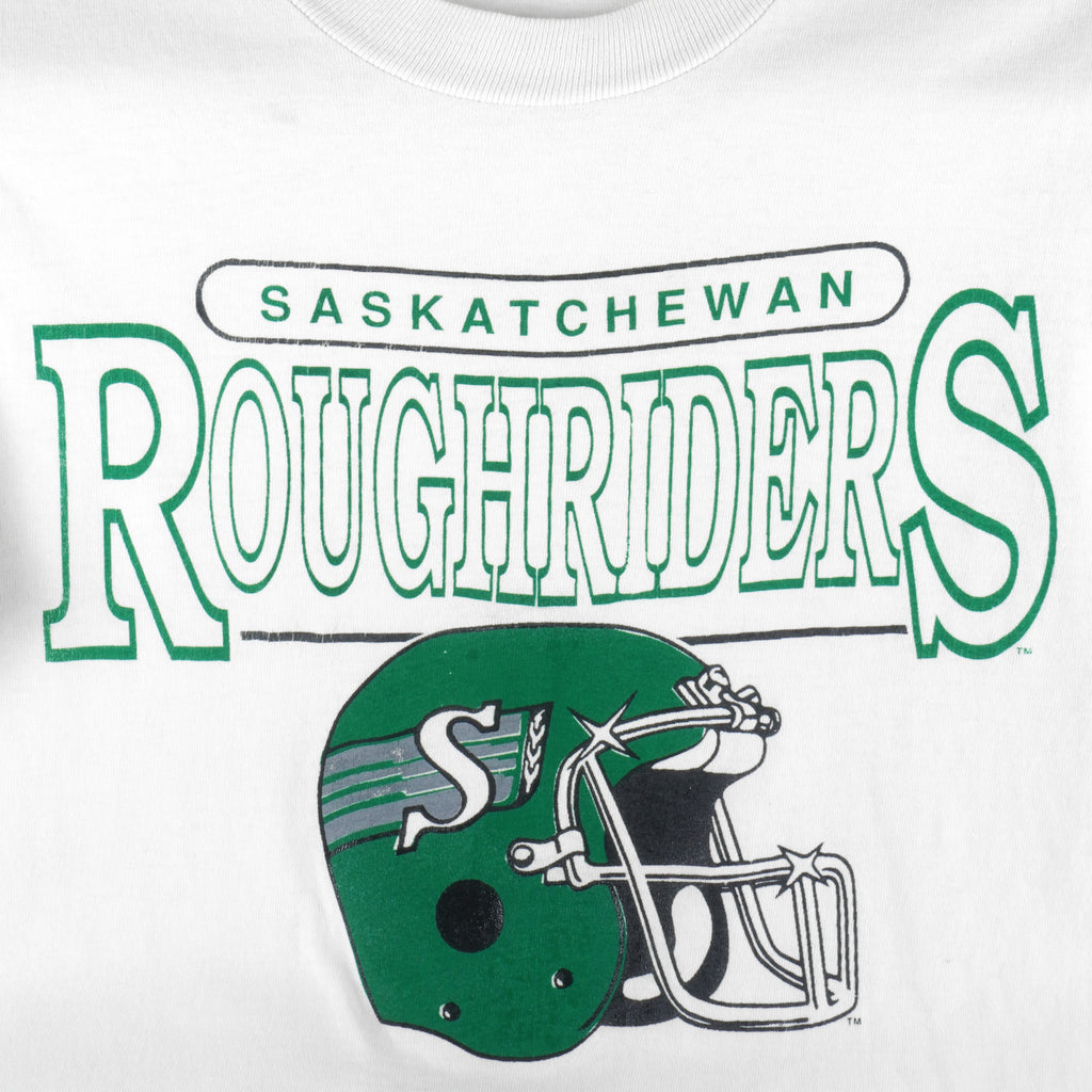CFL (Ravens) - Saskatchewan Roughriders Single Stitch T-Shirt 1990s Small Vintage Retro Football