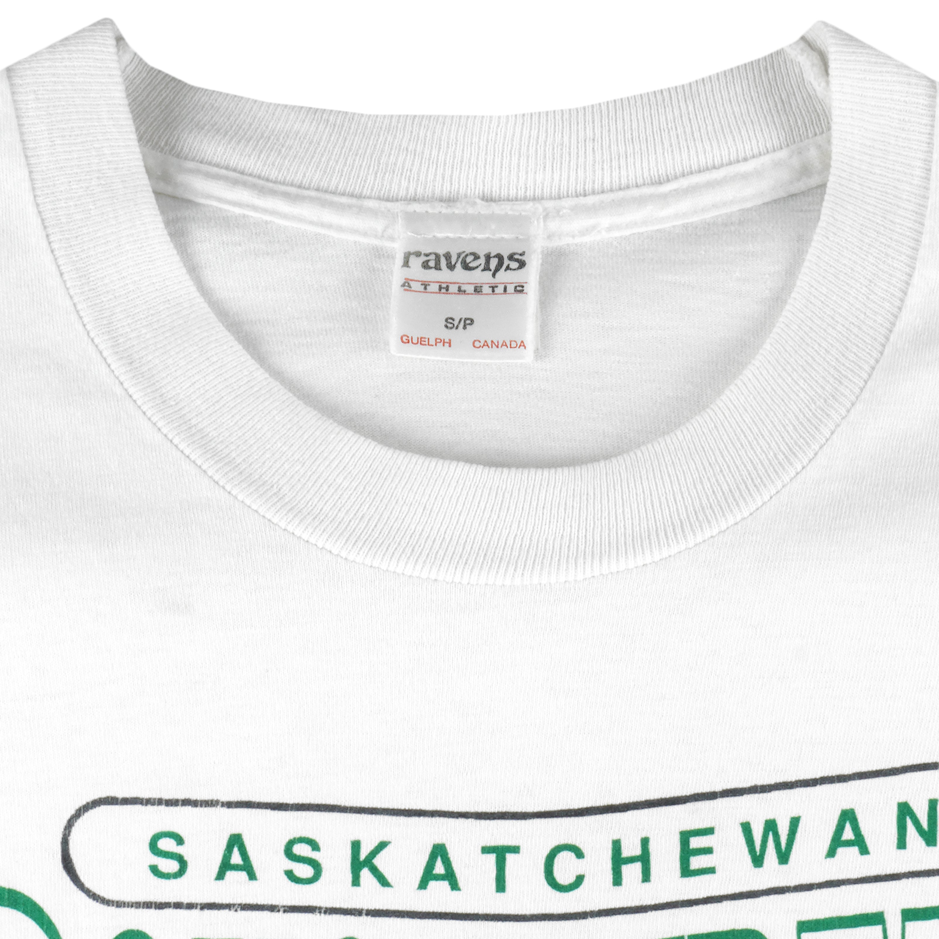 CFL (Ravens) - Saskatchewan Roughriders Single Stitch T-Shirt 1990s Small Vintage Retro Football