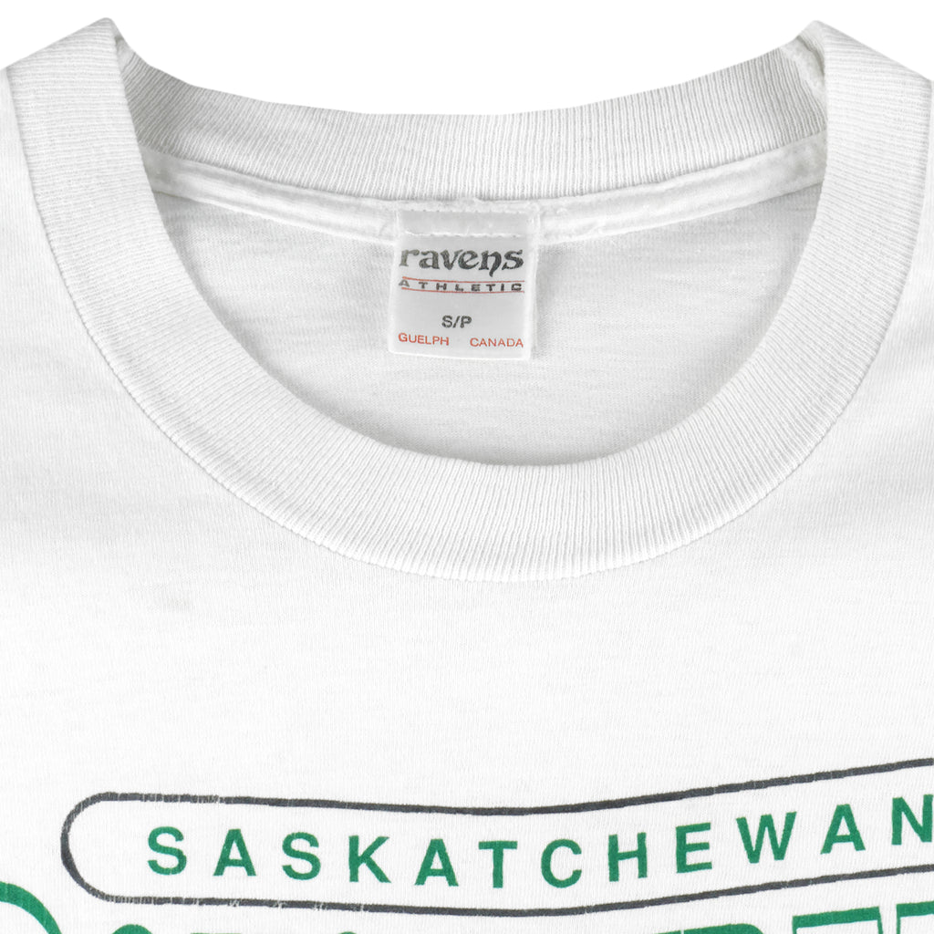 CFL (Ravens) - Saskatchewan Roughriders Single Stitch T-Shirt 1990s Small Vintage Retro Football