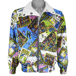 Adidas - White & Multicolor Snowboarding Reversible Jacket 1990s Medium